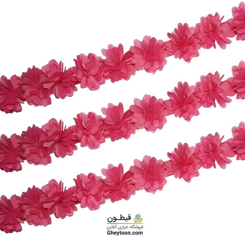 گل حریر جنس ساتن سایز کوچک متری صورتی