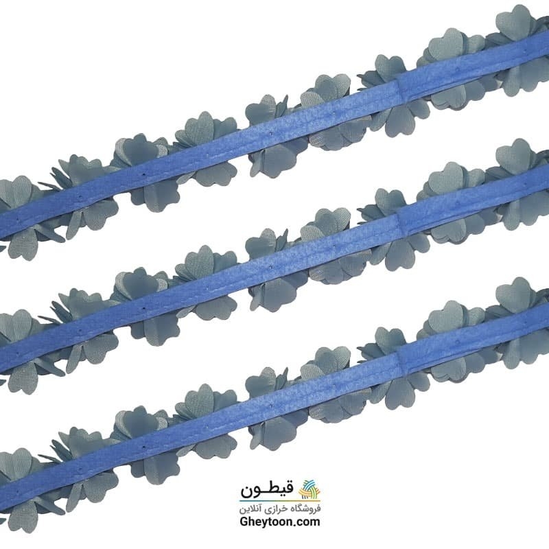 گل حریر جنس ساتن سایز کوچک متری آبی کمرنگ