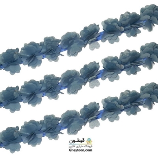 گل حریر جنس ساتن سایز کوچک متری آبی کمرنگ