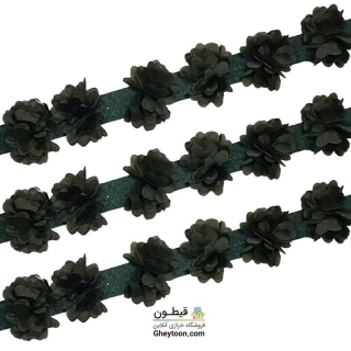 گل حریر جنس ساتن سایز کوچک متری سبز ماشی