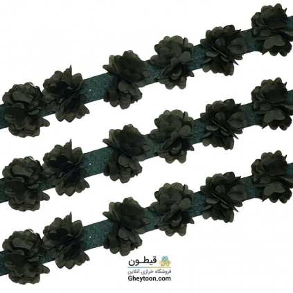 گل حریر جنس ساتن سایز کوچک متری سبز ماشی