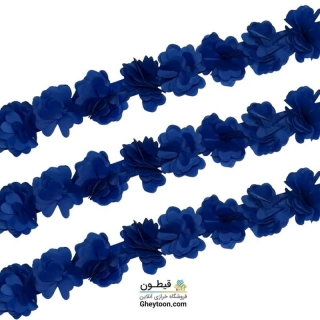 گل حریر جنس ساتن سایز کوچک متری آبی کاربنی