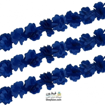گل حریر جنس ساتن سایز کوچک متری آبی کاربنی