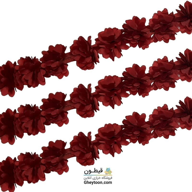 گل حریر جنس ساتن سایز کوچک متری زرشکی