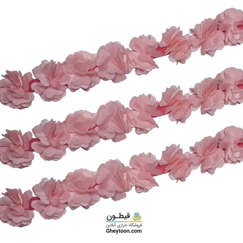 گل حریر جنس ساتن سایز کوچک متری صورتی