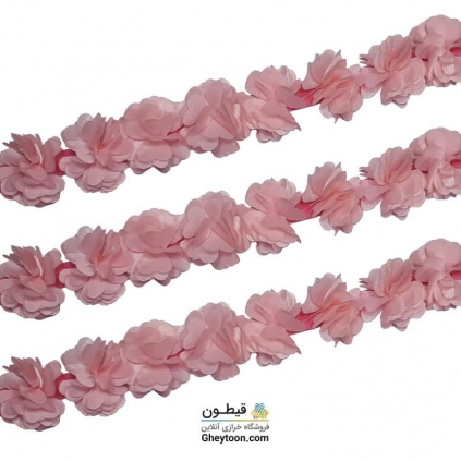گل حریر جنس ساتن سایز کوچک متری صورتی