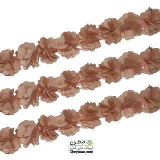 گل حریر جنس ساتن سایز کوچک متری کرمی تیره