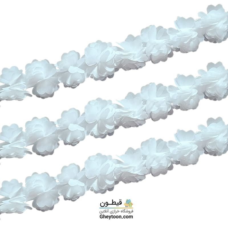 گل حریر جنس ساتن سایز کوچک متری سفید