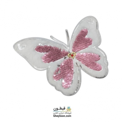 استیکر پروانه موهردار پولک صورتی