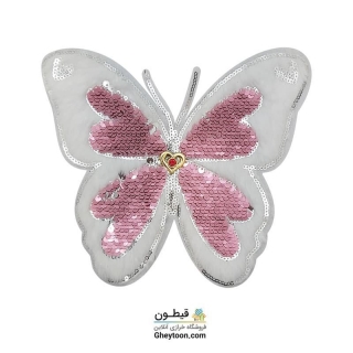 استیکر پروانه موهردار پولک صورتی