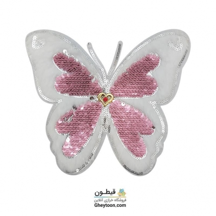 استیکر پروانه موهردار پولک صورتی