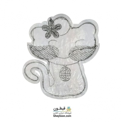 استیکر پولکی گربه موهر دار سفید گل صورتی