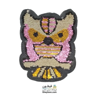 استیکر پولکی جغد صورتی طلایی