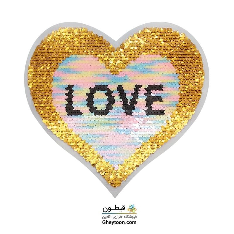 استیکر پولکی قلب دور طلایی و صورتی