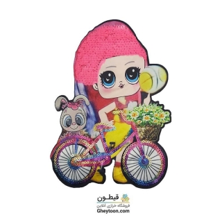 استیکر ال و ال مو صورتی چرخ دار و خرگوش