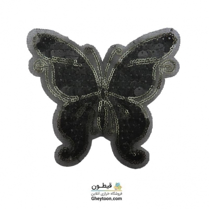 استیکر پولکی پروانه مشکی طلایی 002