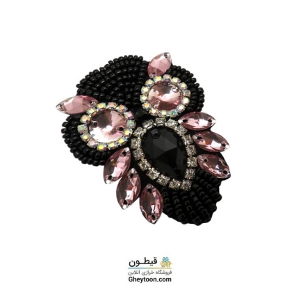 جواهر دوزی جغد صورتی