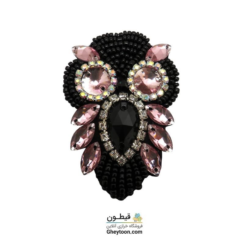 جواهر دوزی جغد صورتی