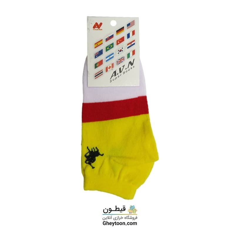 جوراب نیم ساق زرد سفید قرمز