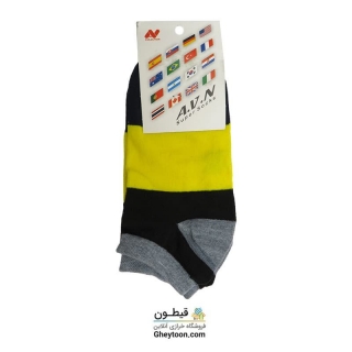 جوراب نیم ساق مشکی زرد سرمه ای