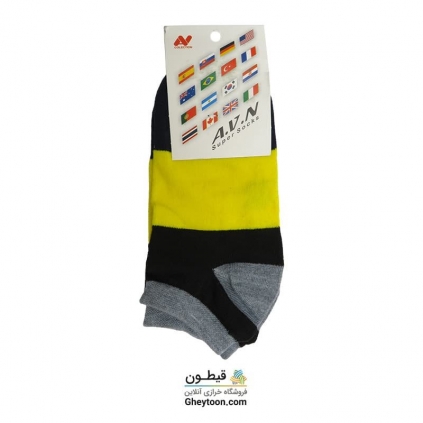 جوراب نیم ساق مشکی زرد سرمه ای