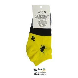 جوراب نیم ساق زرد مشکی طوسی