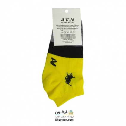 جوراب نیم ساق زرد مشکی طوسی
