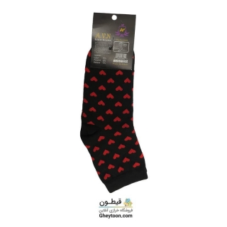 جوراب قلب مشکی ریز قرمز