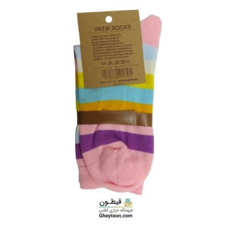 جوراب رنگین کمان صورتی پاستیلی
