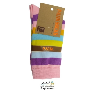 جوراب رنگین کمان صورتی پاستیلی