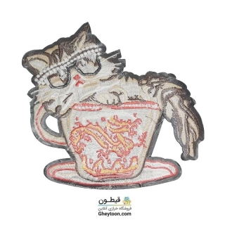 تکه دوزی گلدوزی گربه فنجونی
