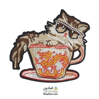 تکه دوزی گلدوزی گربه فنجونی