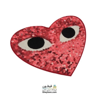 تکه دوزی قلب قرمز چشم دار پولکی