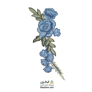 تکه دوزی دسته گل رز برگ آبی
