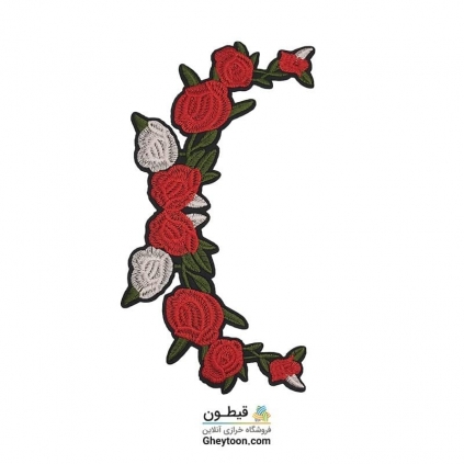 تکه دوزی دسته گل حلالی گل سفید و قرمز