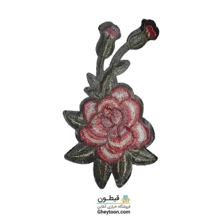 تکه دوزی گل قرمز و شکوفه