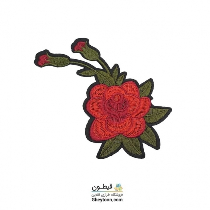 تکه دوزی گل قرمز و شکوفه