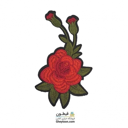 تکه دوزی گل قرمز و شکوفه