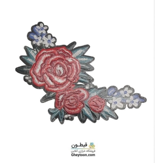 تکه دوزی دسته گل رز برگ آبی