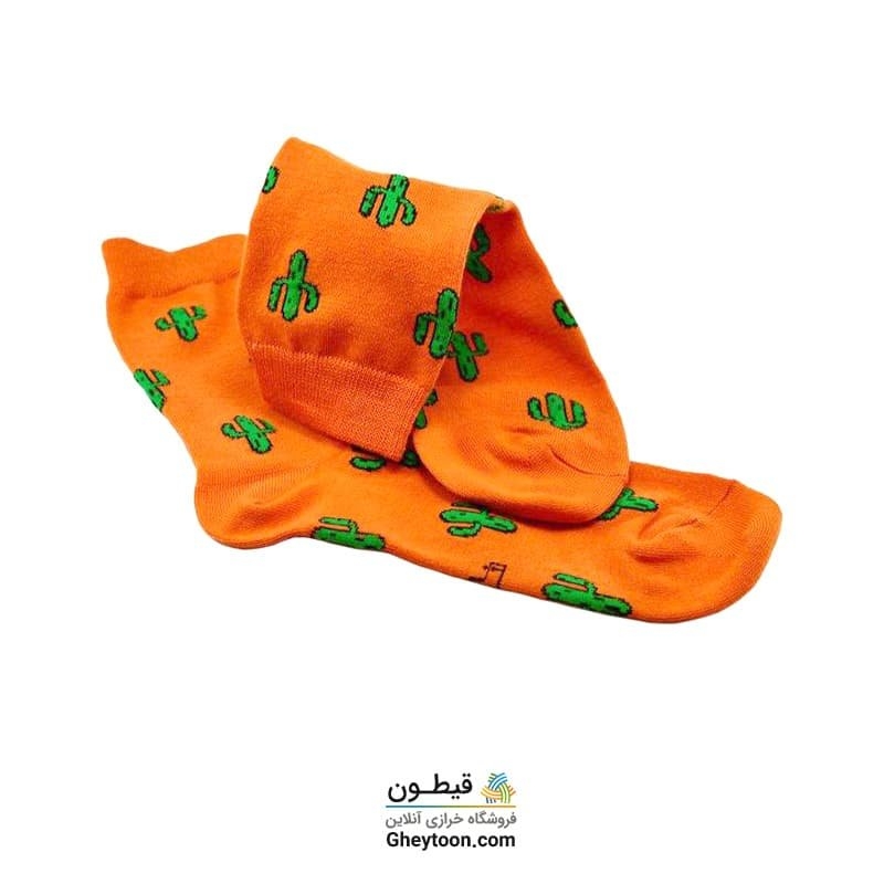 جوراب کاکتوس نارنجی نیم ساق