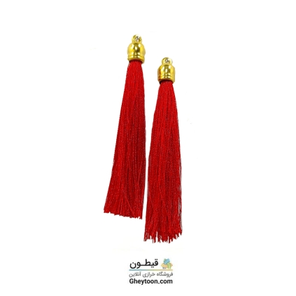 منگوله ریشه ای ابریشمی پایه طلایی قرمز