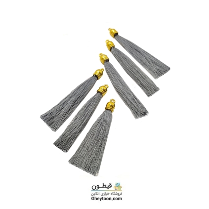 منگوله ریشه ای ابریشمی پایه طلایی نقره ای