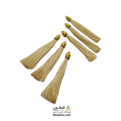 منگوله ریشه ای ابریشمی پایه طلایی کرمی