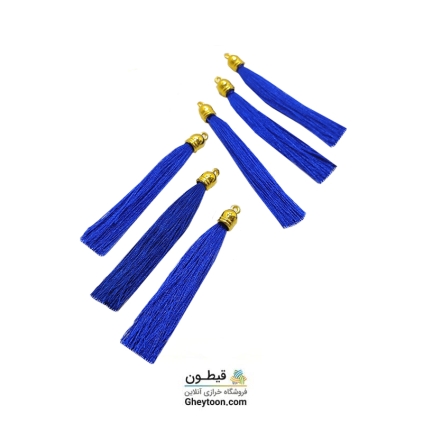 منگوله ریشه ای ابریشمی پایه طلایی آبی