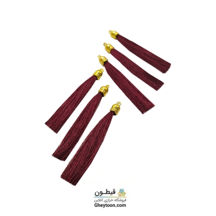 منگوله ریشه ای ابریشمی پایه طلایی زرشکی