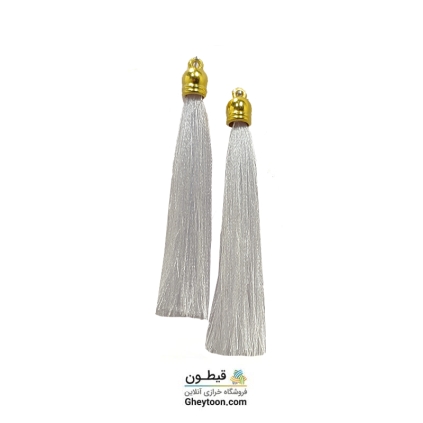 منگوله ریشه ای ابریشمی پایه طلایی سفید