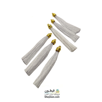 منگوله ریشه ای ابریشمی پایه طلایی سفید