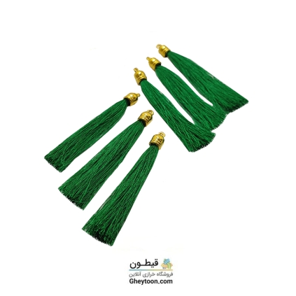 منگوله ریشه ای ابریشمی پایه طلایی سبز