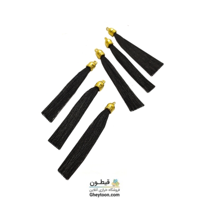 منگوله ریشه ای ابریشمی پایه طلایی مشکی