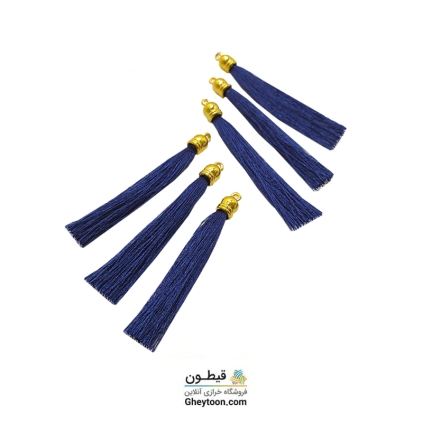 منگوله ریشه ای ابریشمی پایه طلایی آبی نفتی